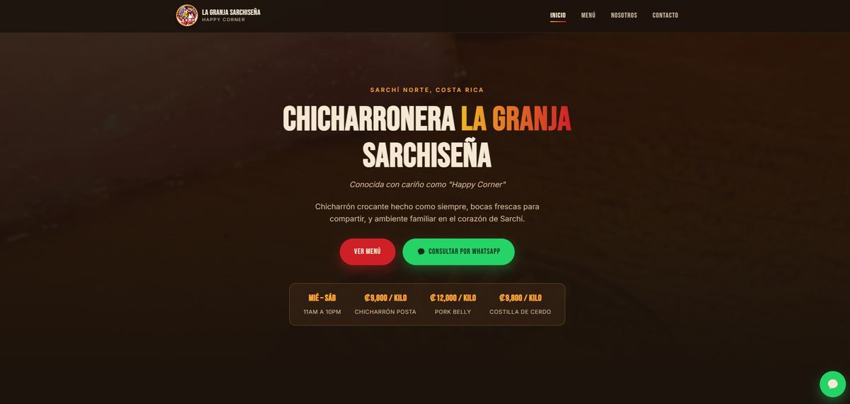 Inicio de la página de la Chicharronera