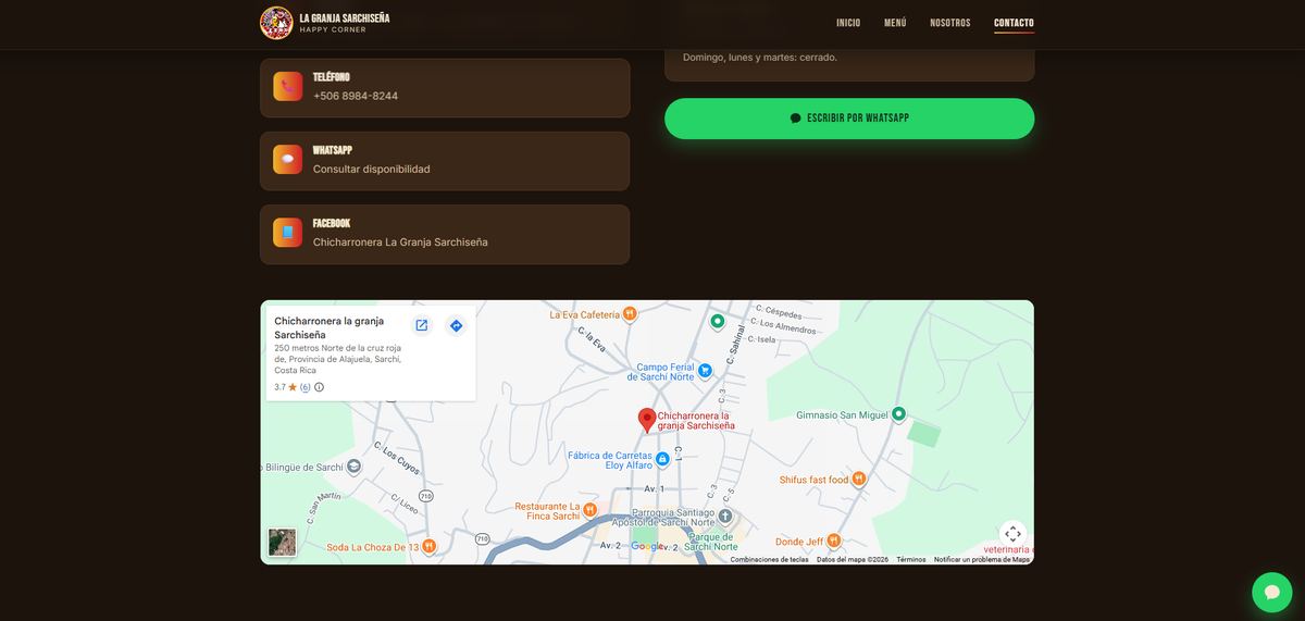 Contacto y ubicación en el mapa